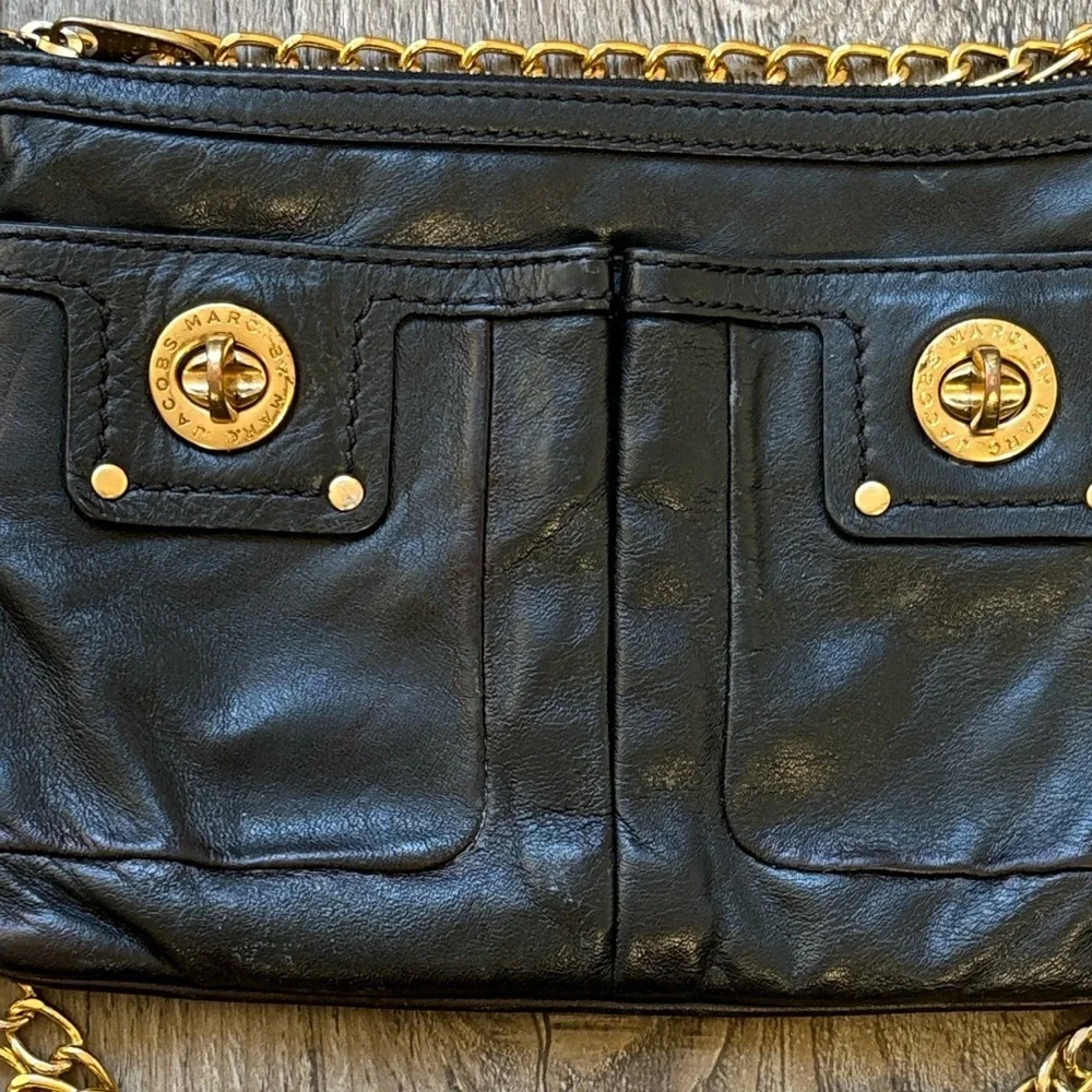 00’s Marc by Marc Jacobs Totally Turnlock Percy Crossbody Black Leather Mini Bag